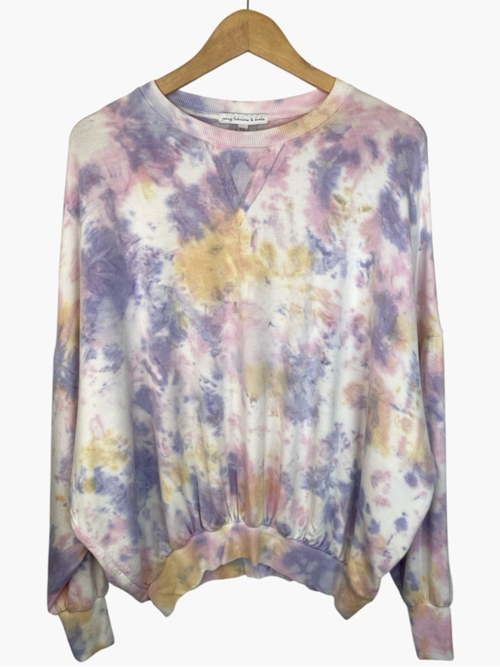YOUNG FABULOUS & BROKE Tie Dye Oversized Batwing Sweatshirt Size XS